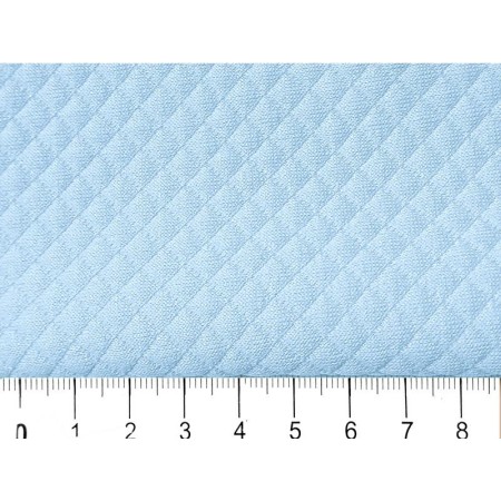 Dzianina pikowana KR5 jasny niebieski  krateczka 5x5mm ,  szerokośc tkaniny 150 cm